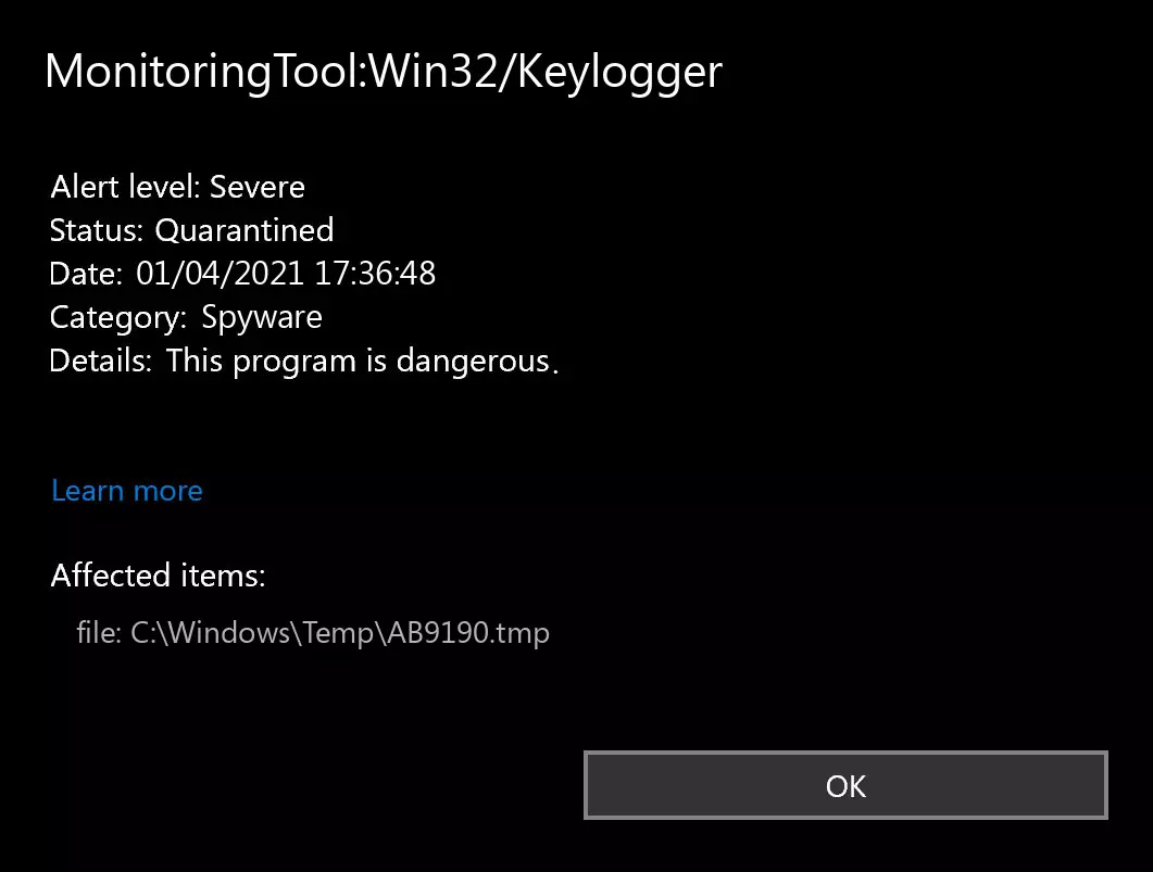 Microsoft Defender 检测到 Keylogger