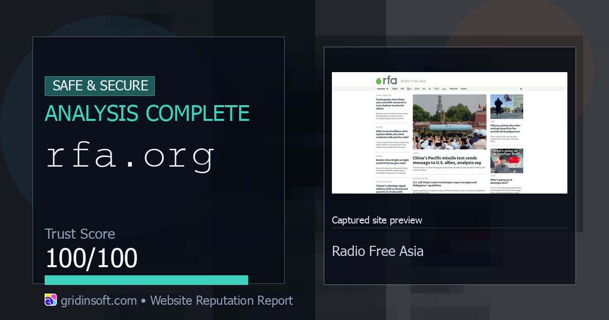 Where Is Rfa Rfa.org:安全吗? (极高信任评分)