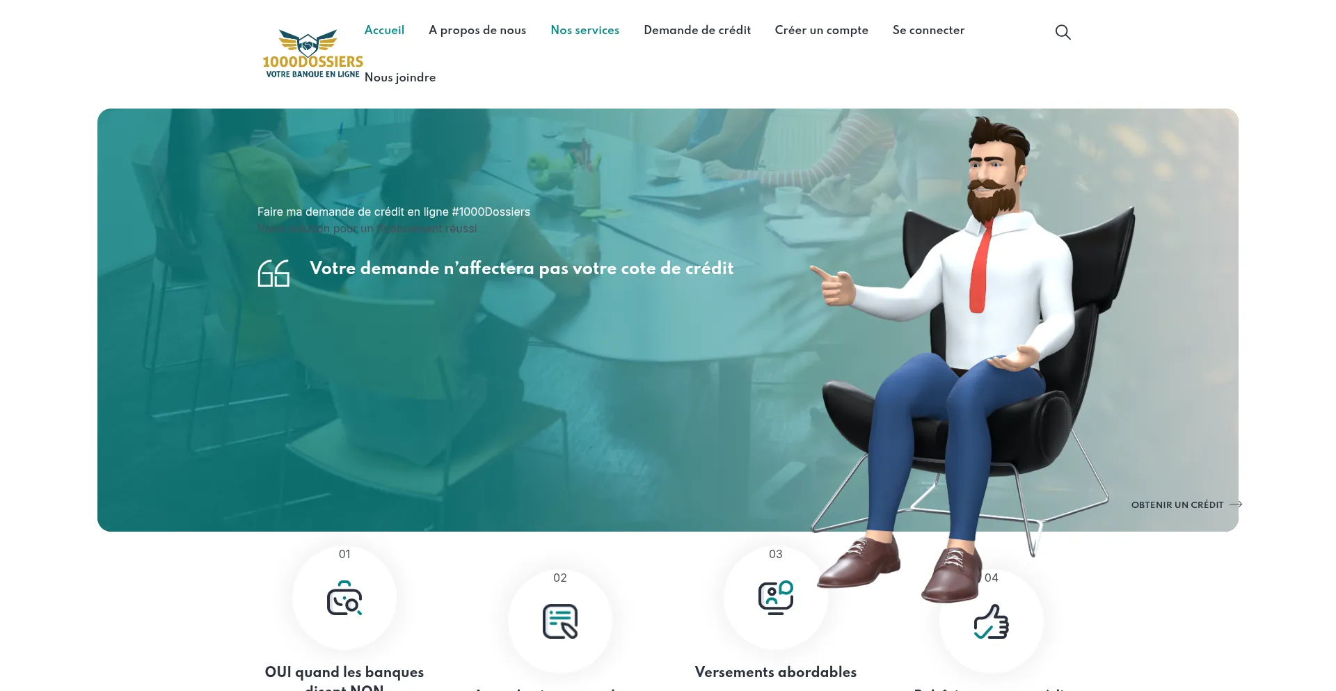 Website screenshot of 1000dossiers.com