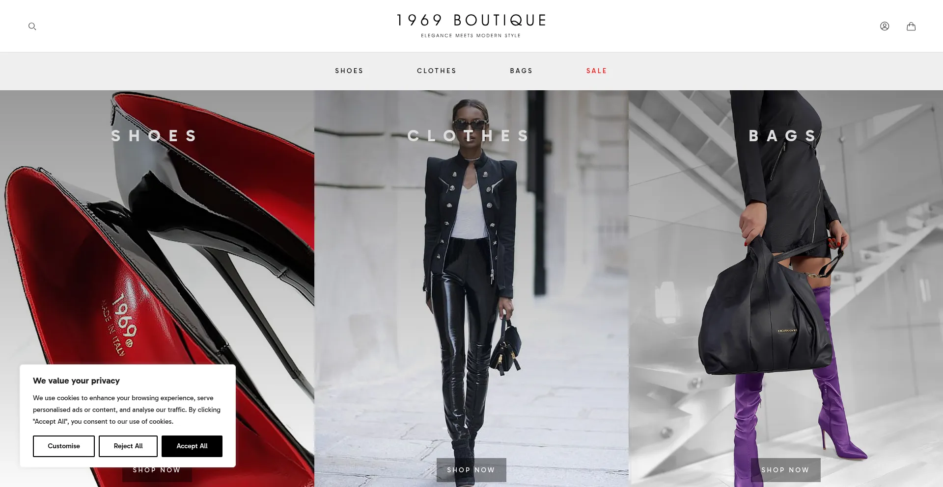 Website screenshot of 1969boutique.com