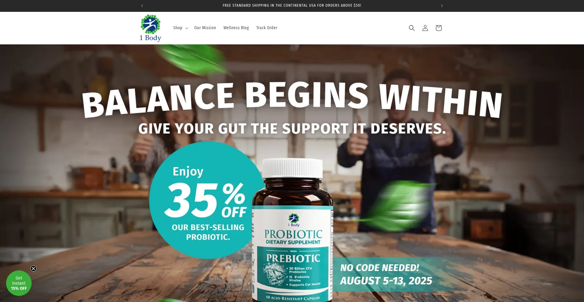 Website screenshot of 1body.com
