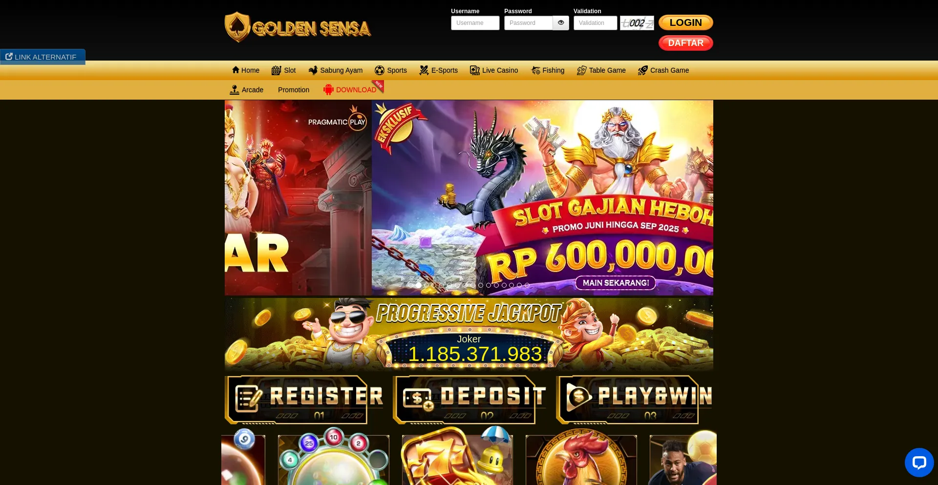 Website screenshot of 1goldensensa.com