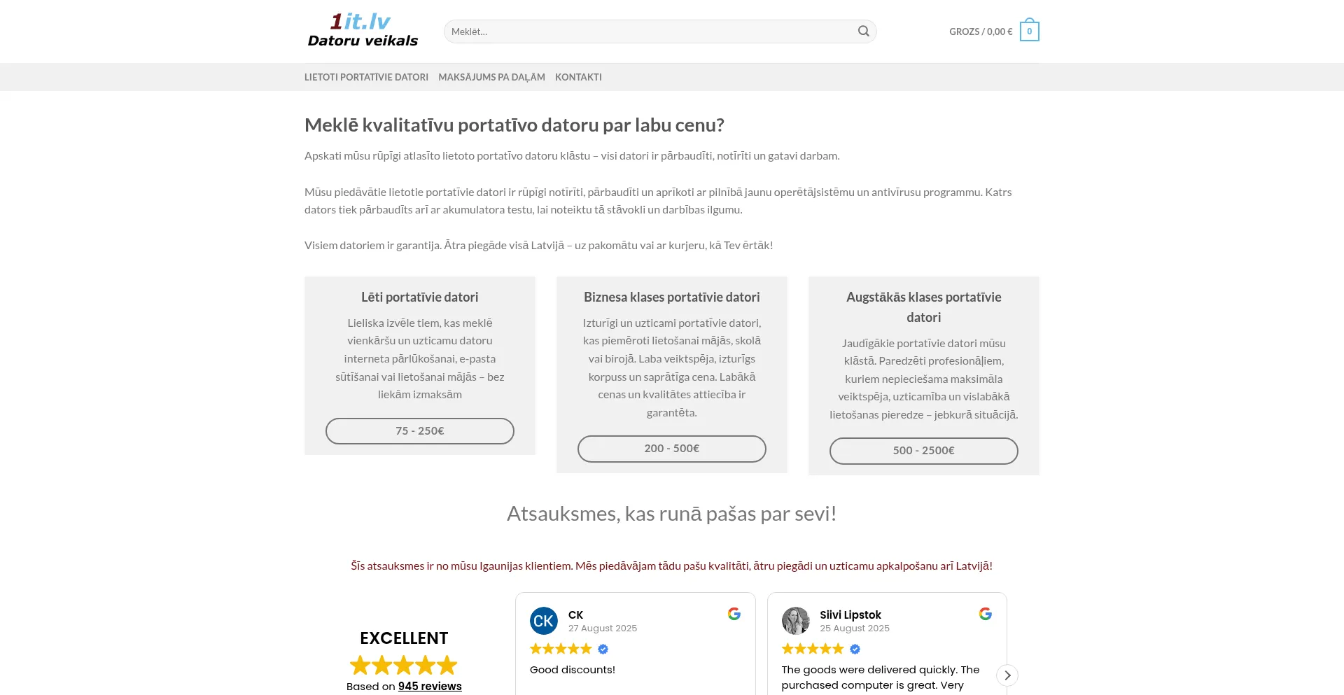 Website screenshot of 1it.lv