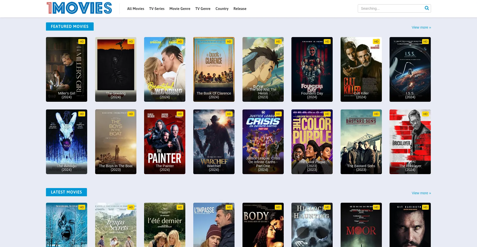 Website screenshot of 1movies.la
