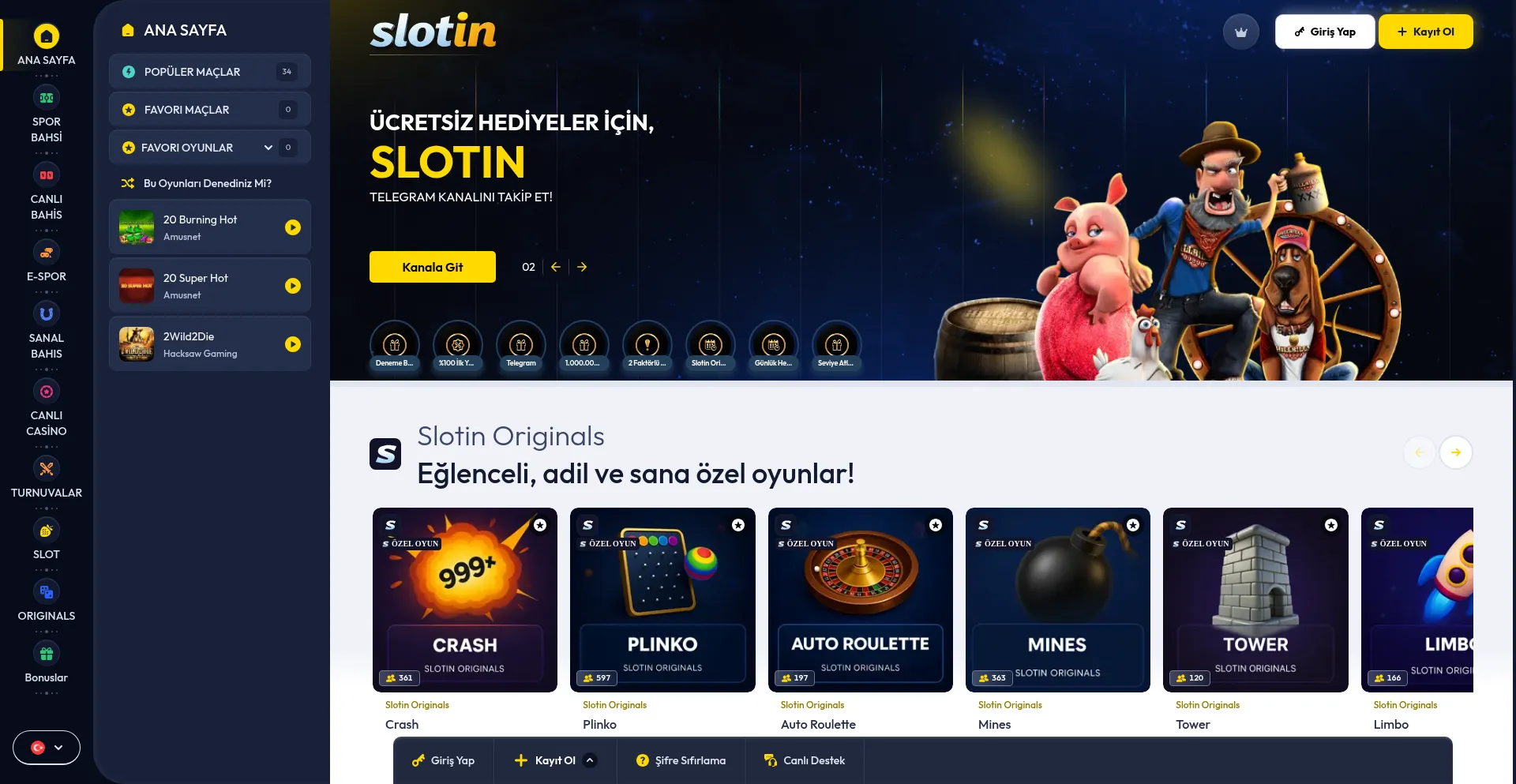 Website screenshot of 1slotin.com