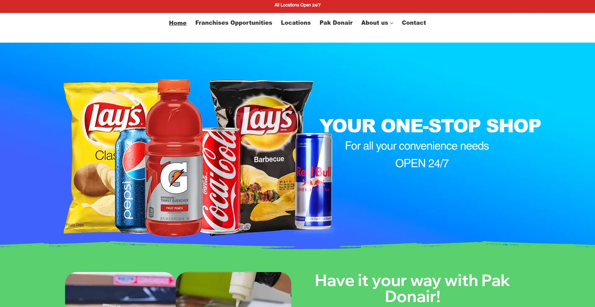 Website screenshot of 1stopconvenience.ca