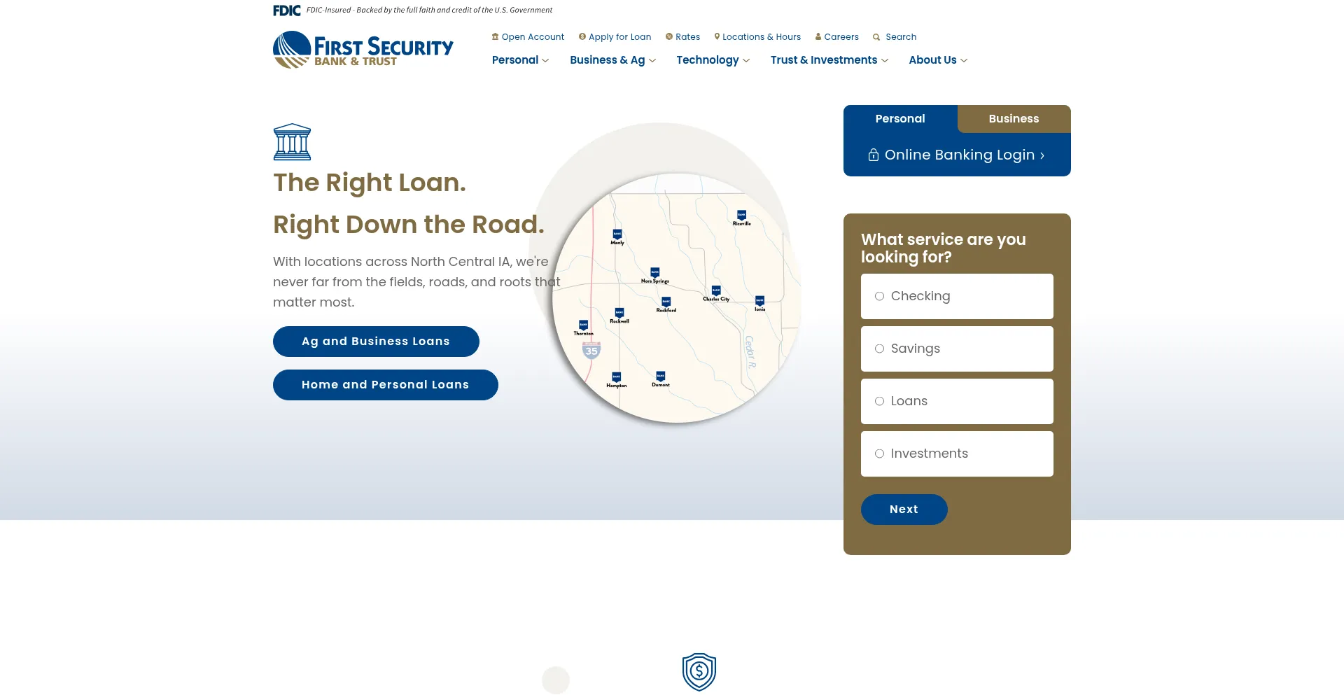 Website screenshot of 1stsecurity.bank