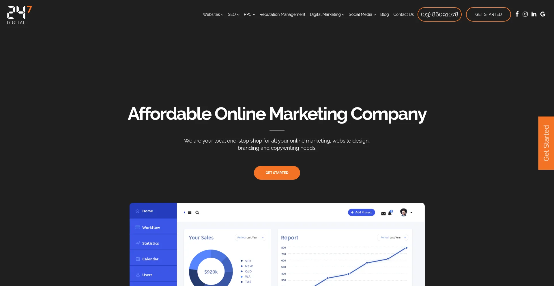 Website screenshot of 247digital.com.au