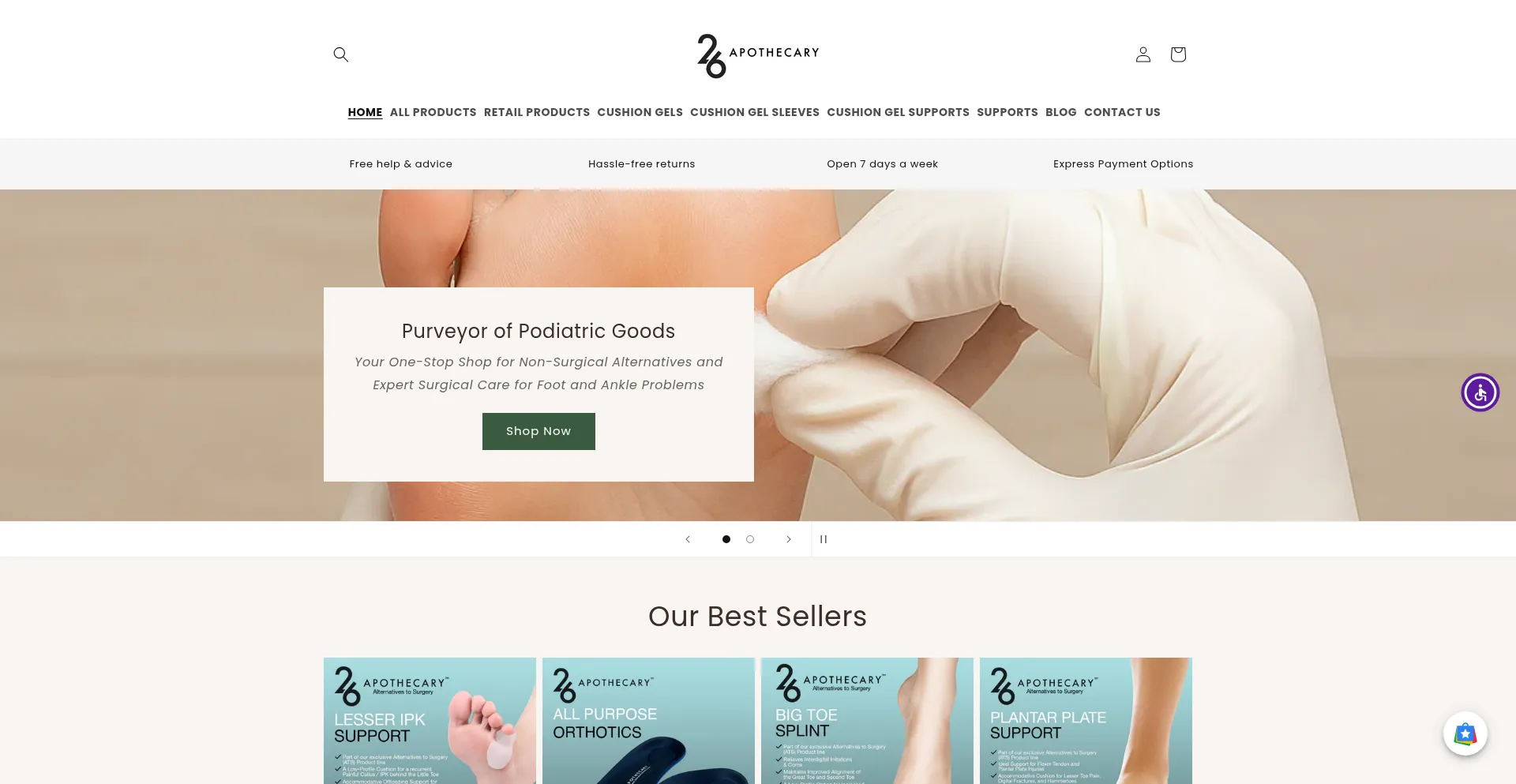 Website screenshot of 26apothecary.com