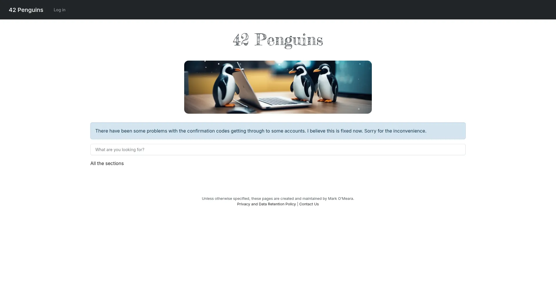 Website screenshot of 42penguins.com