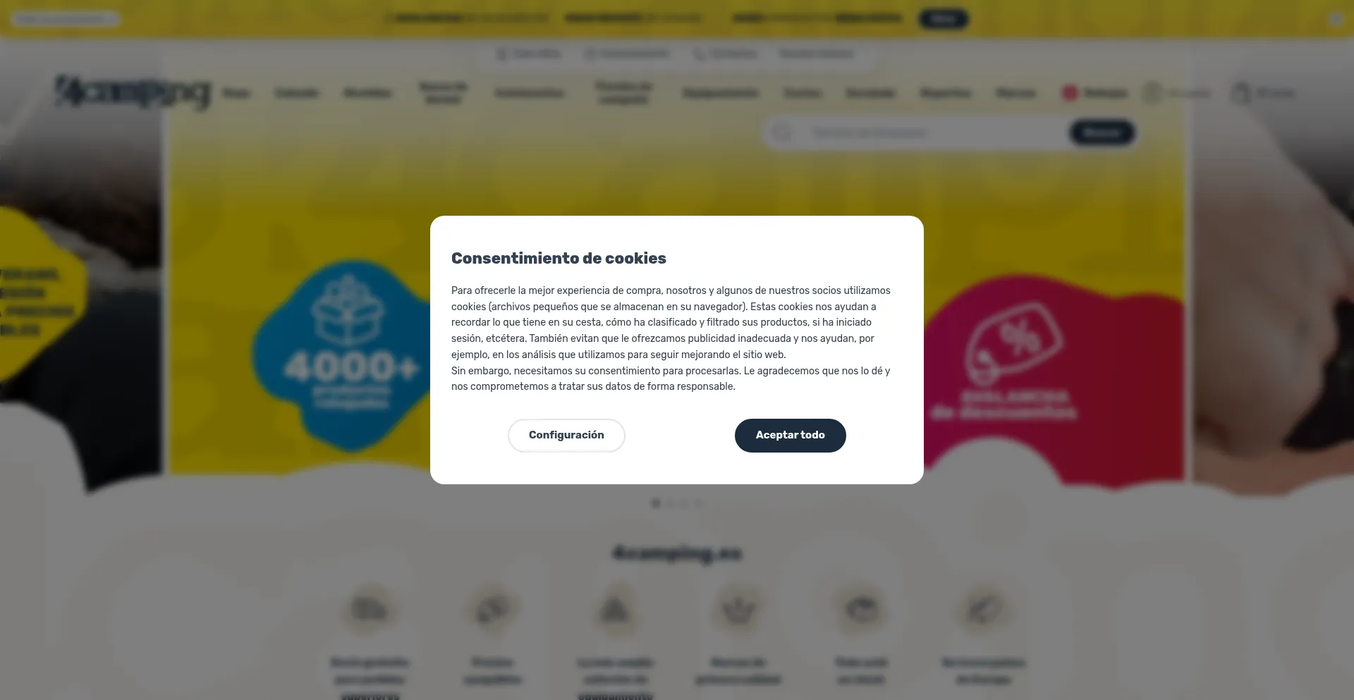 Website screenshot of 4camping.es