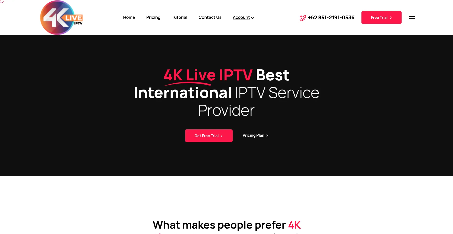Website screenshot of 4kliveiptv.org