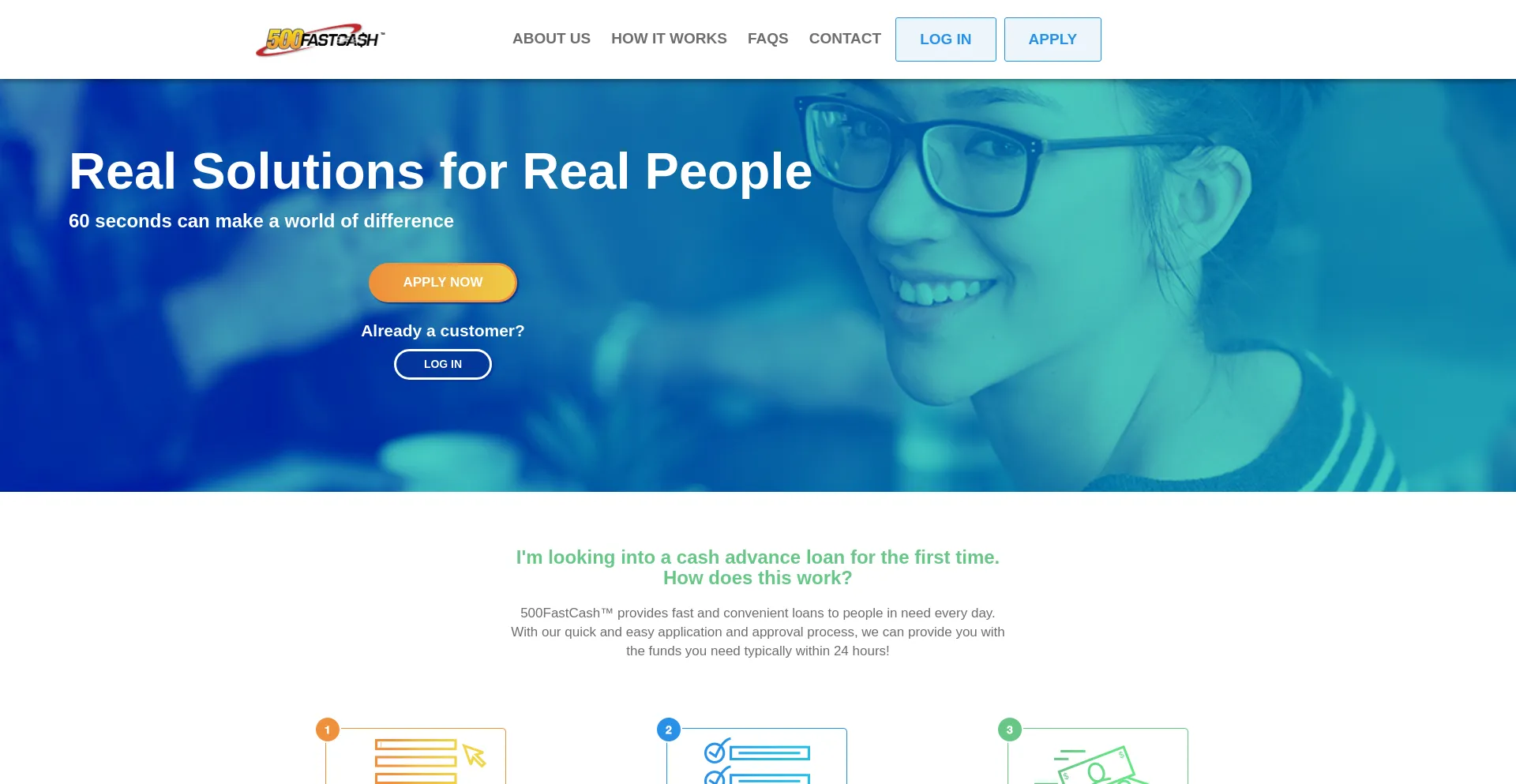 Website screenshot of 500fastcash.com
