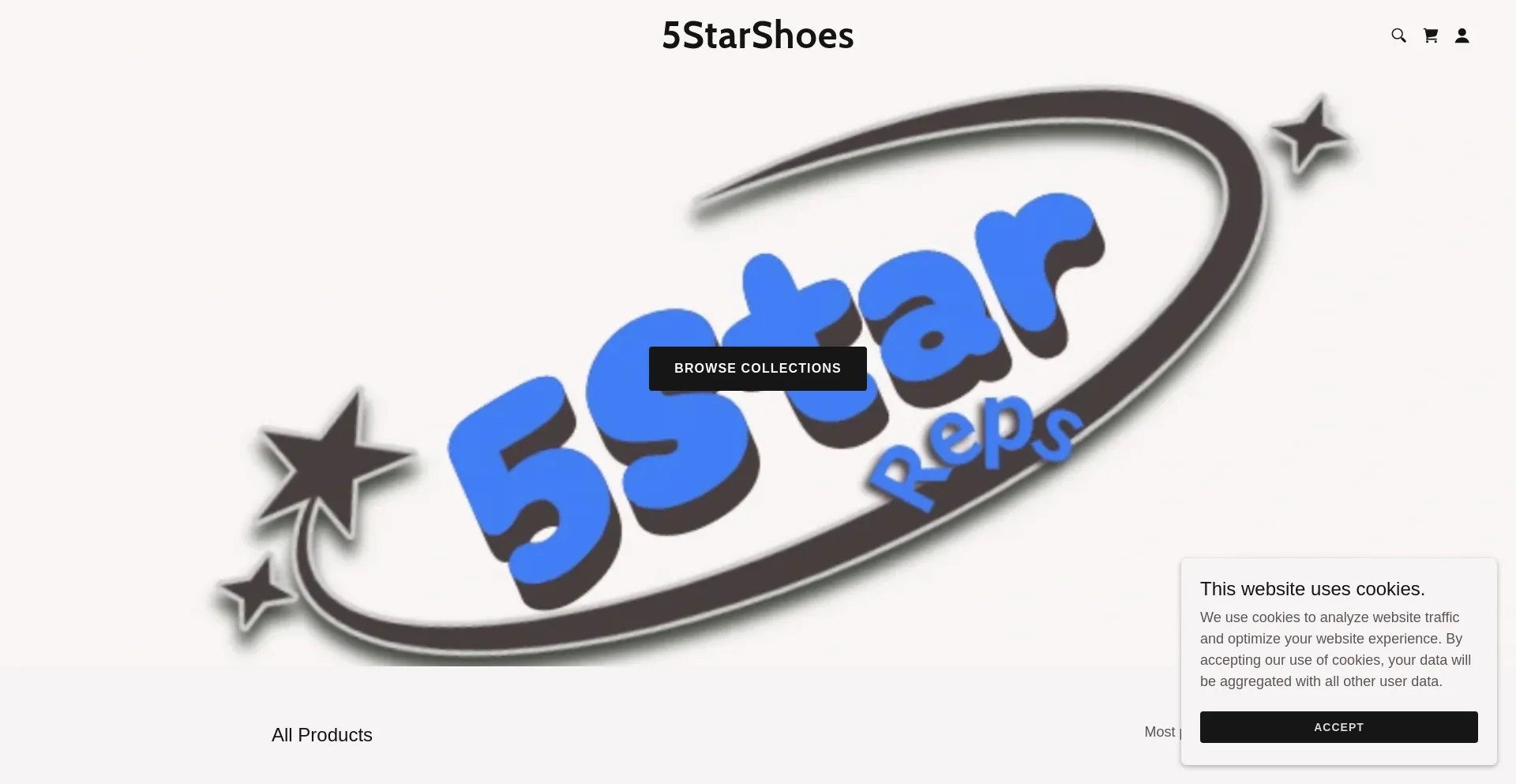 Website screenshot of 5starshoe.com