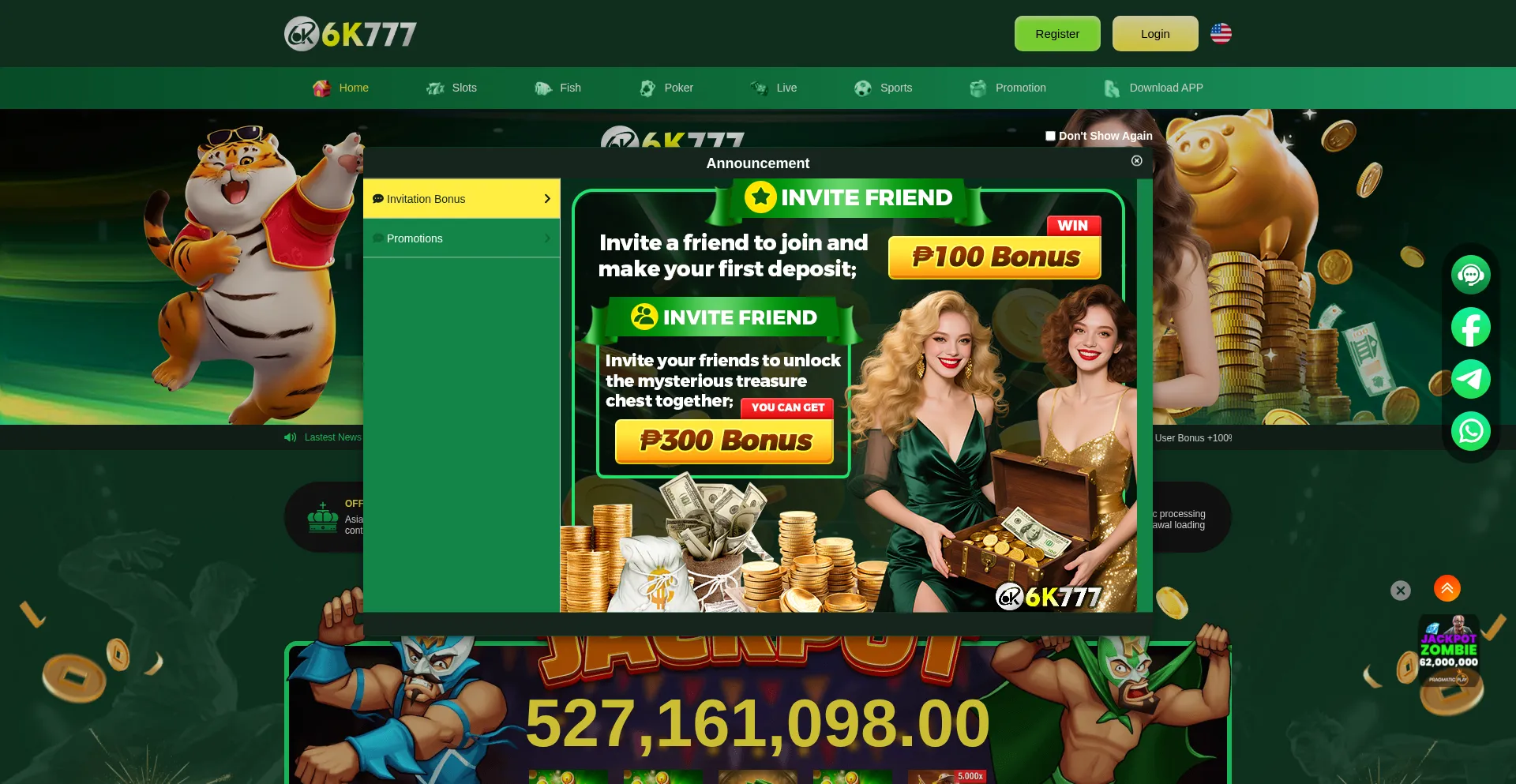 Website screenshot of 6k777.top
