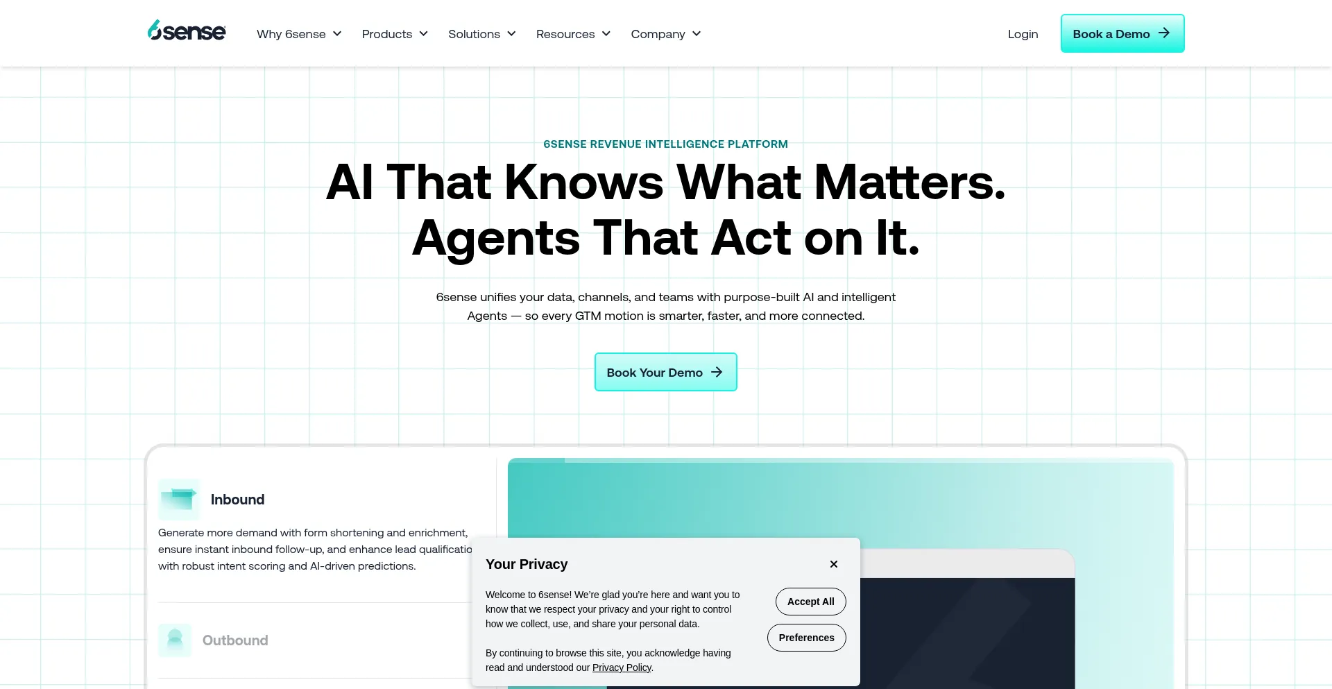 Website screenshot of 6sense.com