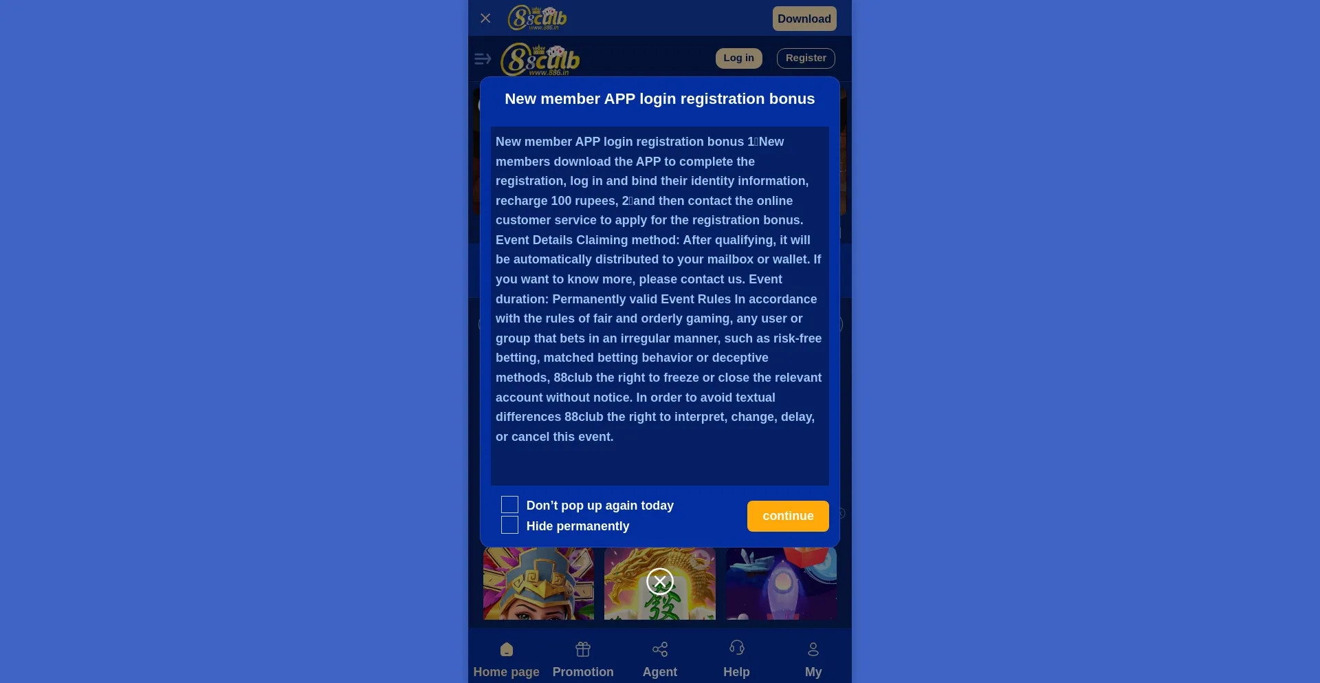 Website screenshot of 88games.club