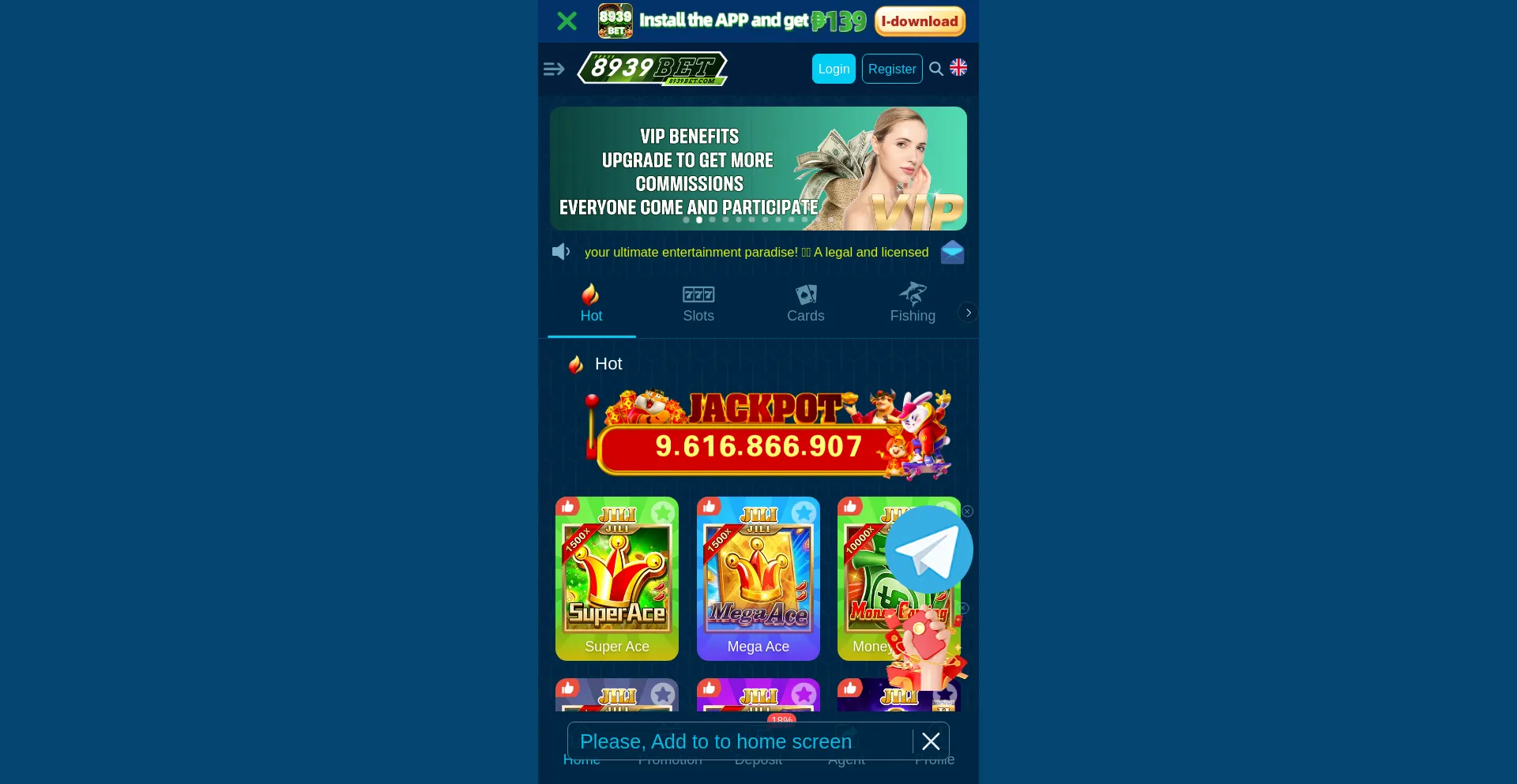 Website screenshot of 8939bet.com