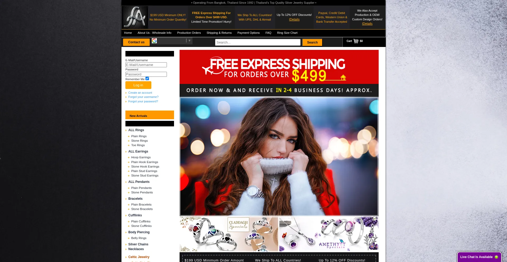 Website screenshot of 925jewelry.com