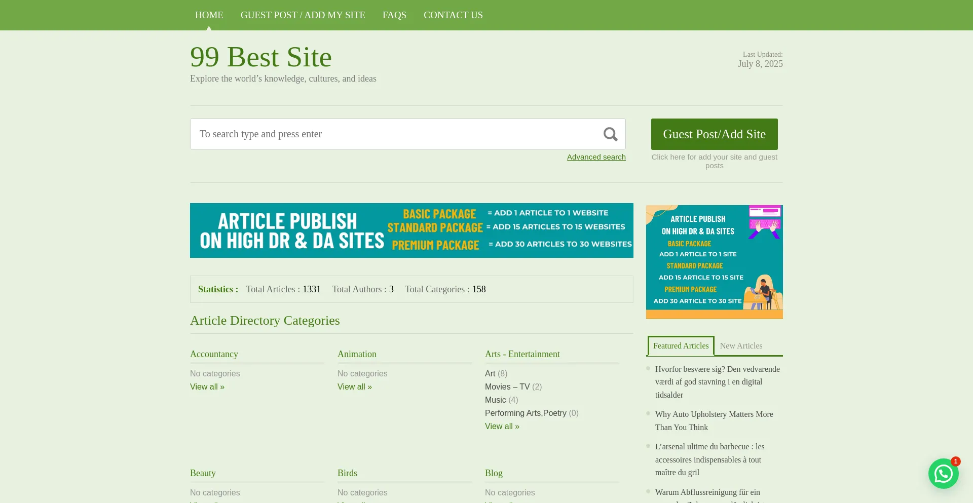 Website screenshot of 99bestsite.com