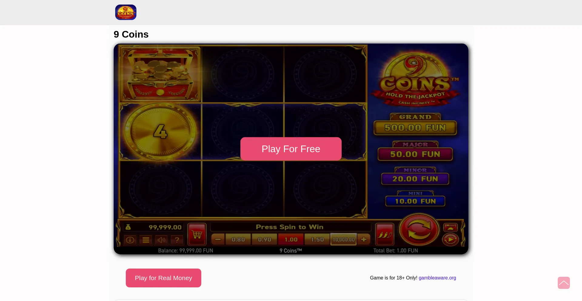 Website screenshot of 9coins.top