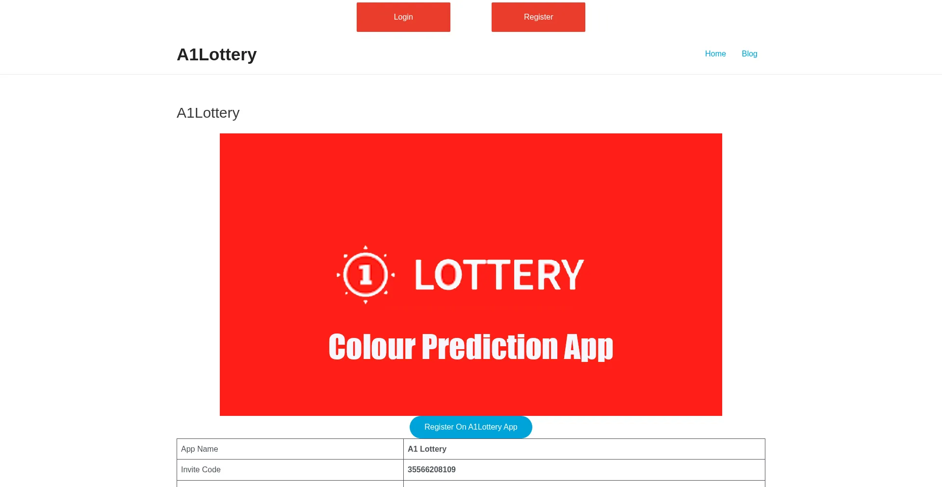 Website screenshot of A1-lottery.org