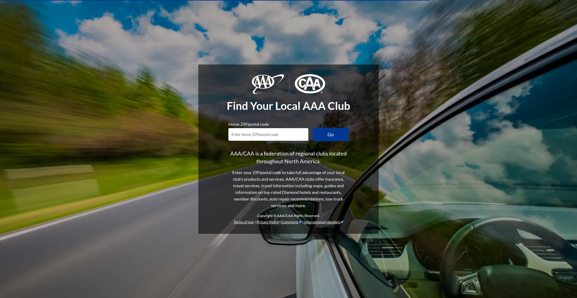 Website screenshot of Aaa.com