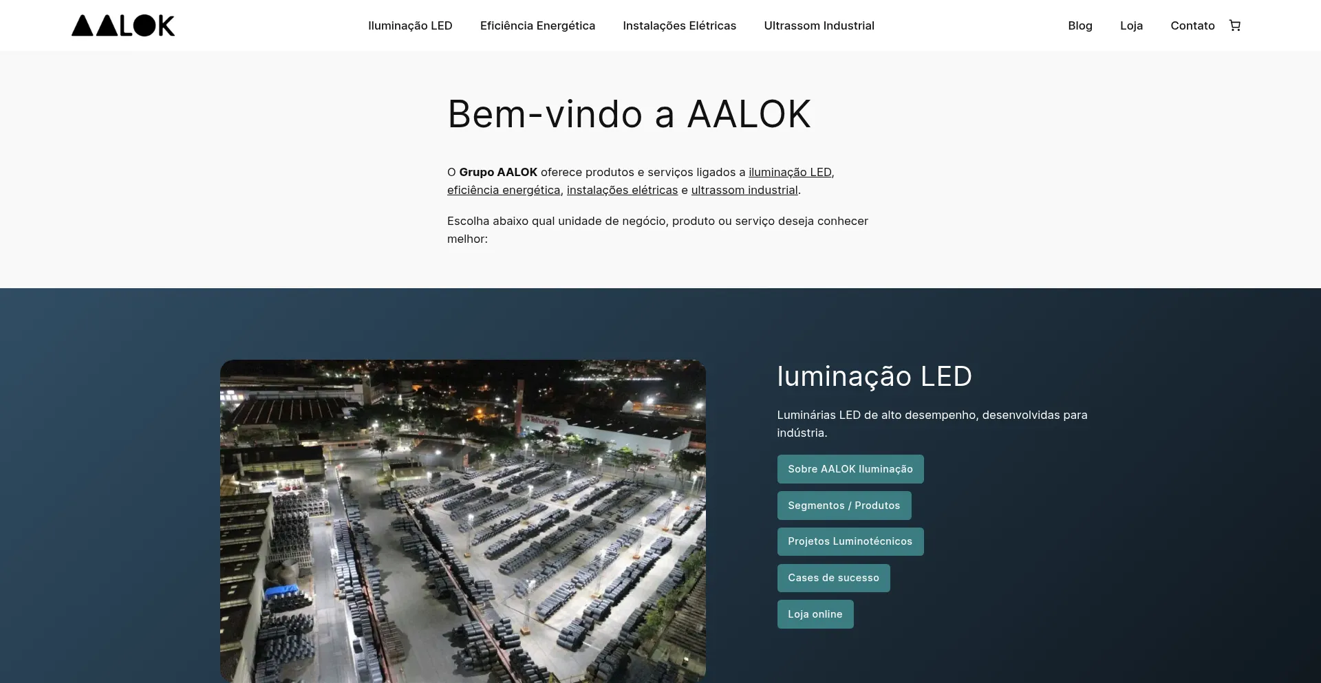 Website screenshot of Aalok.com.br