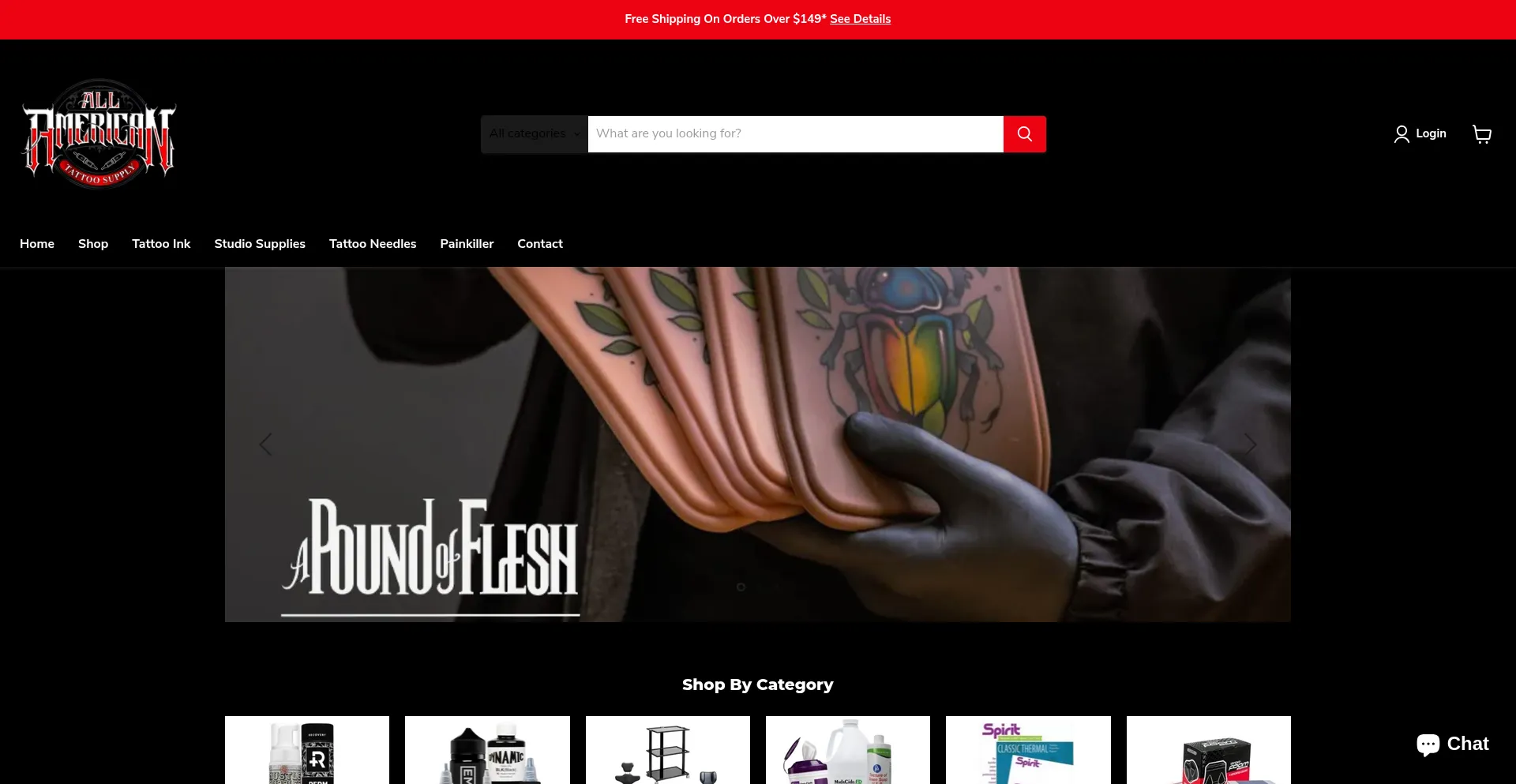 Website screenshot of Aatattoosupply.com