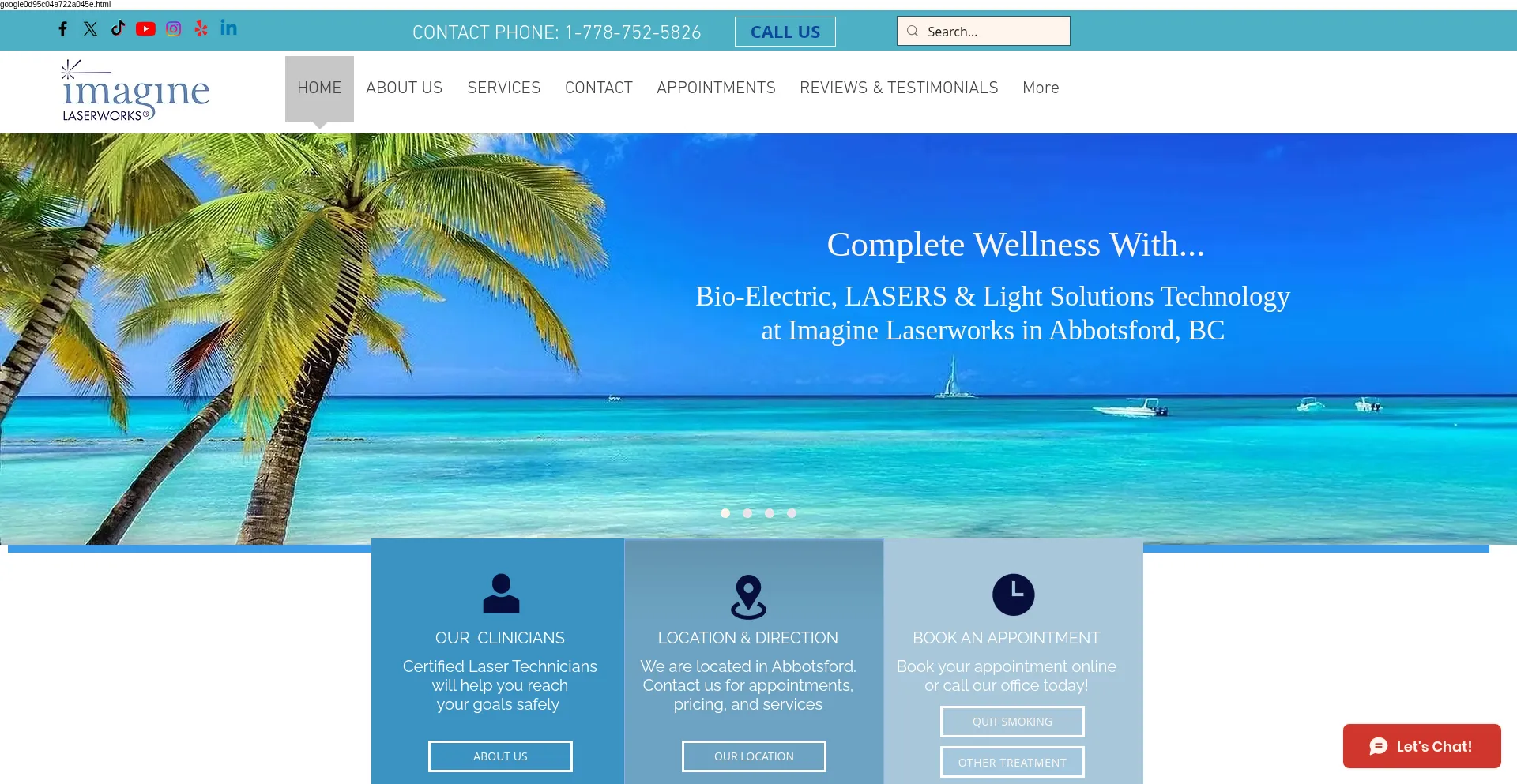 Website screenshot of Abbotsfordimaginelaserworks.com