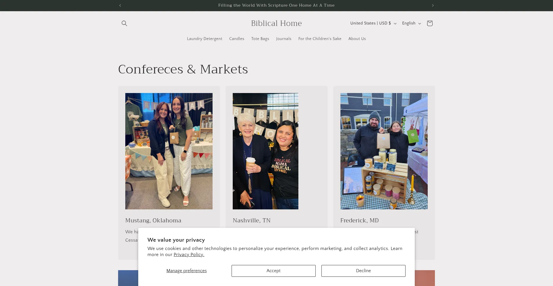 Website screenshot of Abiblicalhome.org