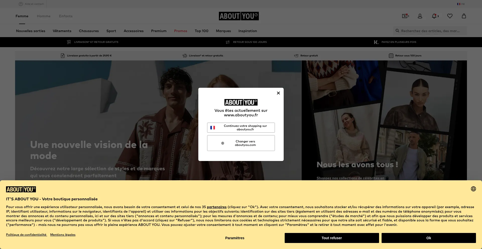 Website screenshot of Aboutyou.fr