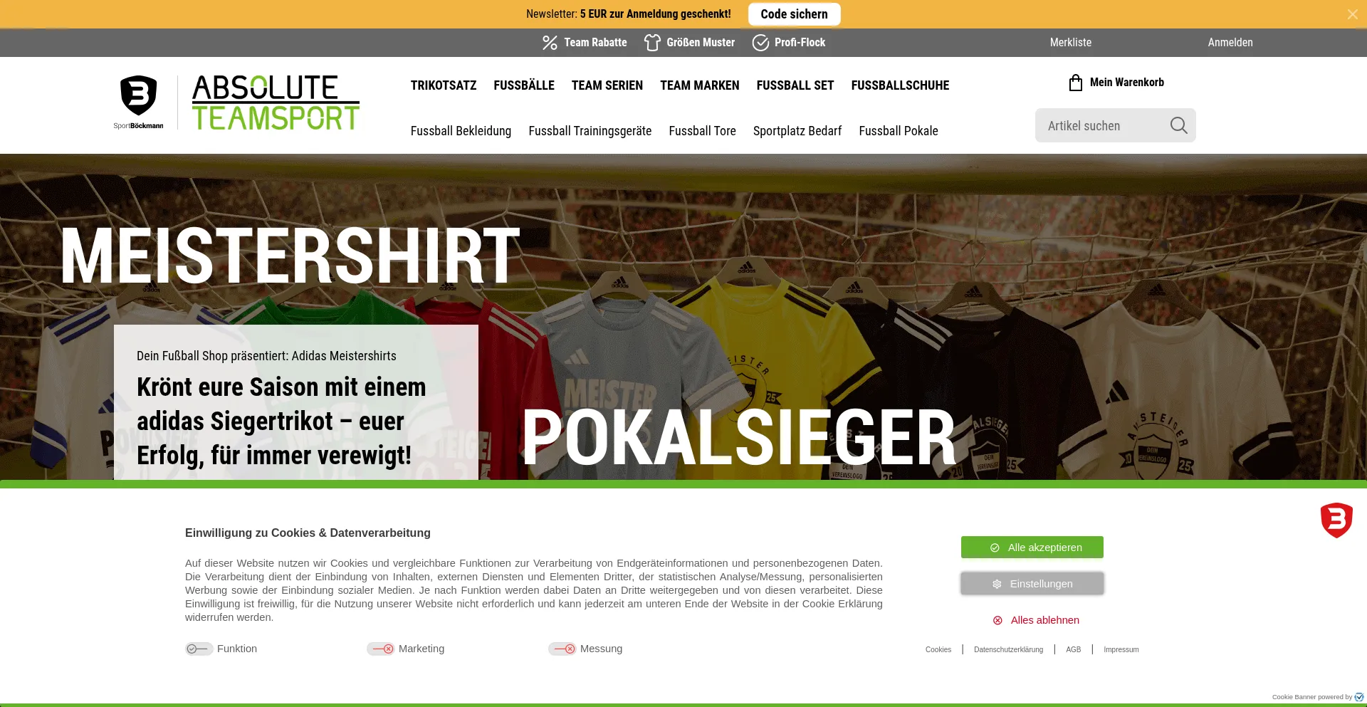 Website screenshot of Absolute-teamsport-boeckmann.de