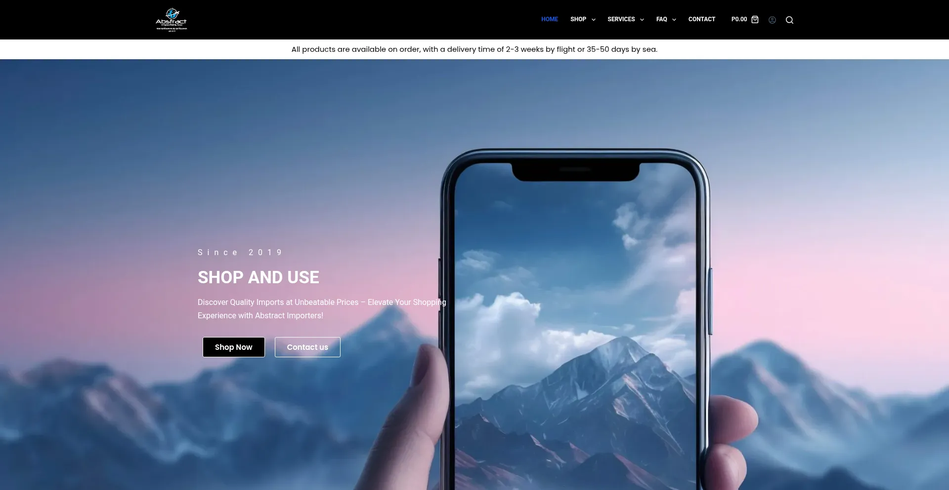 Website screenshot of Abstractimporters.co.bw