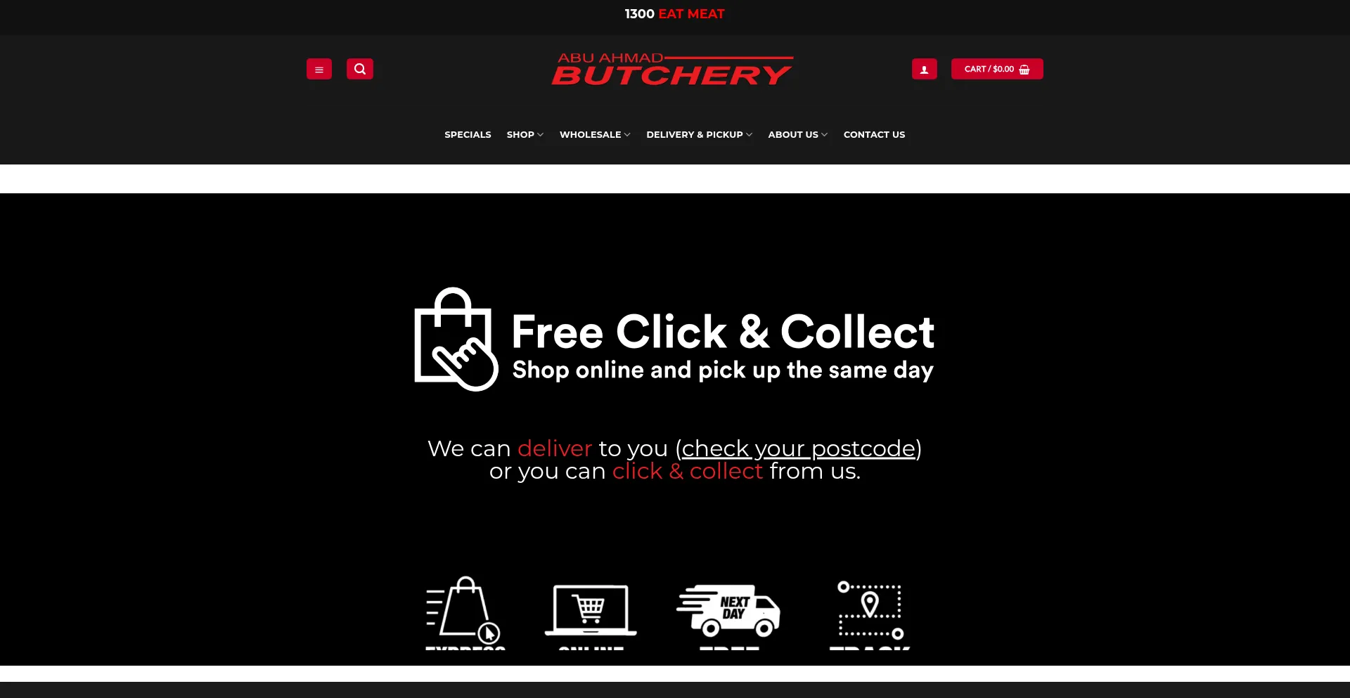 Website screenshot of Abuahmadbutchery.com.au