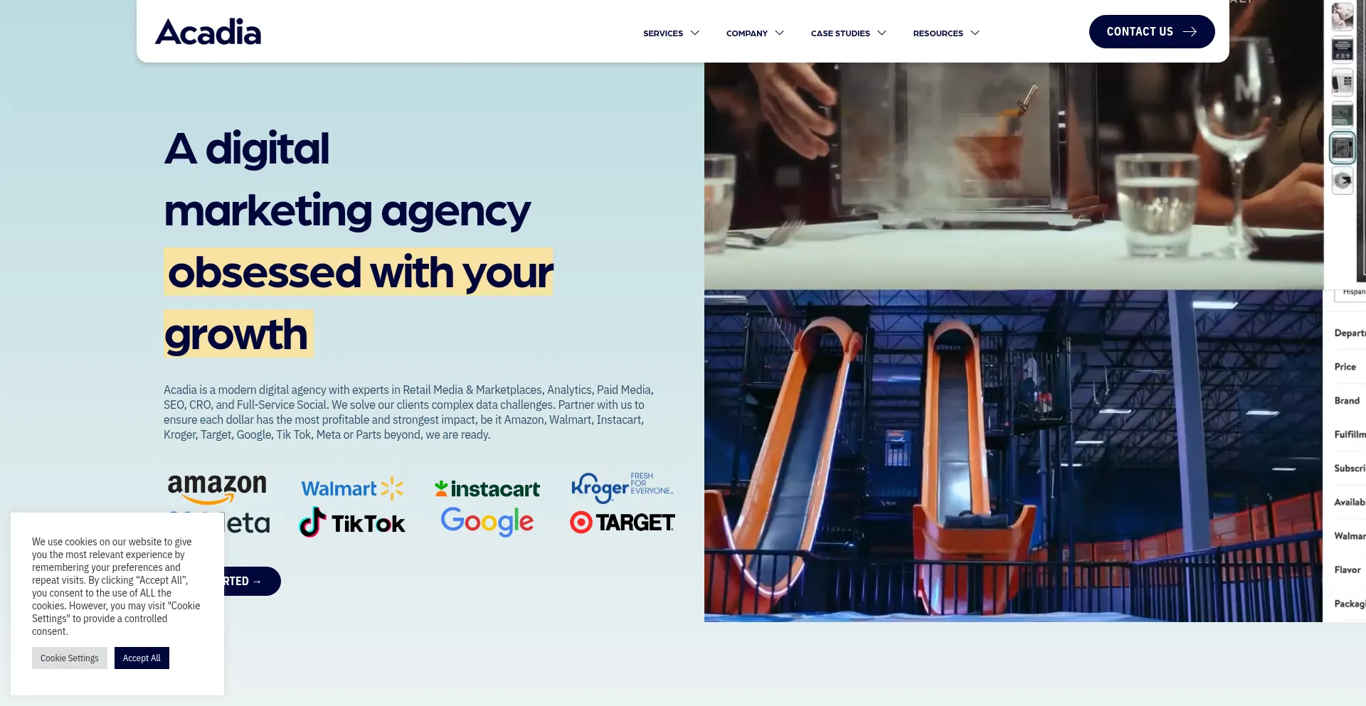 Website screenshot of Acadia.io