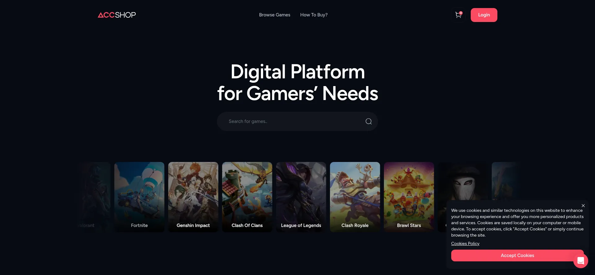 Website screenshot of Acc.shop