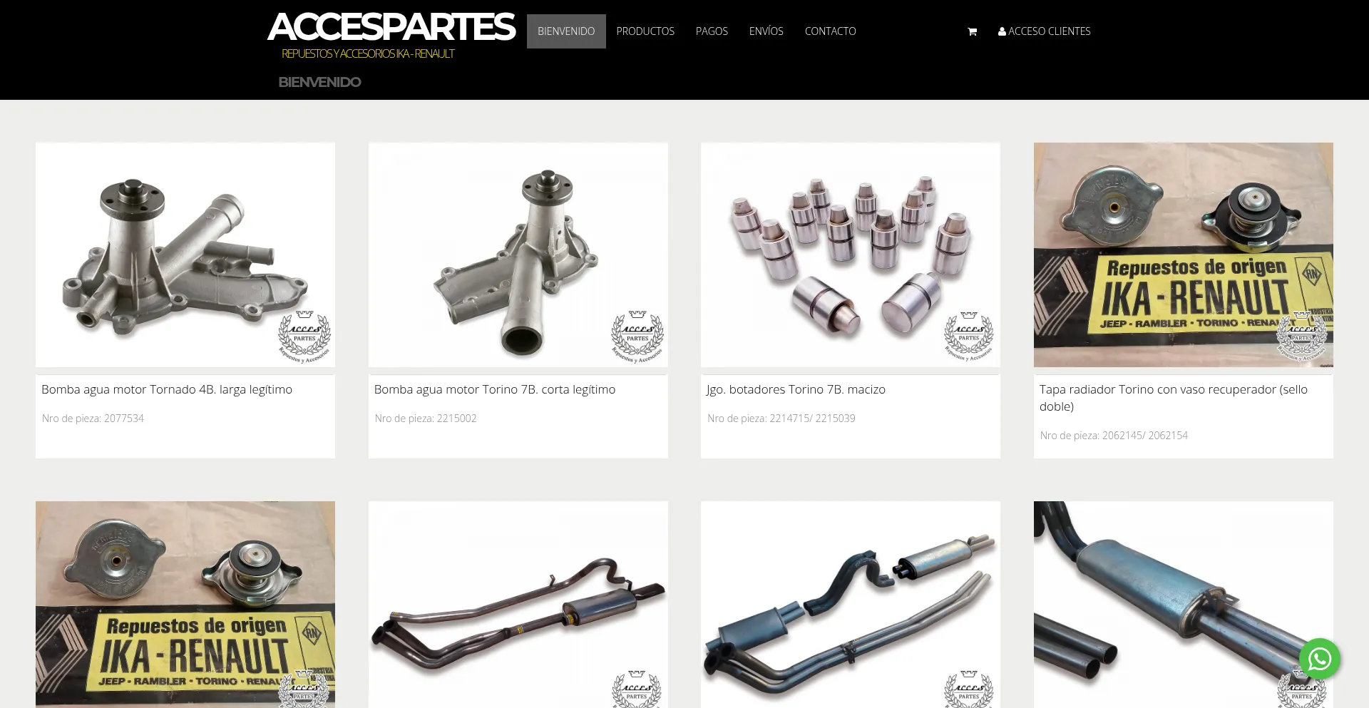Website screenshot of Accespartes.com