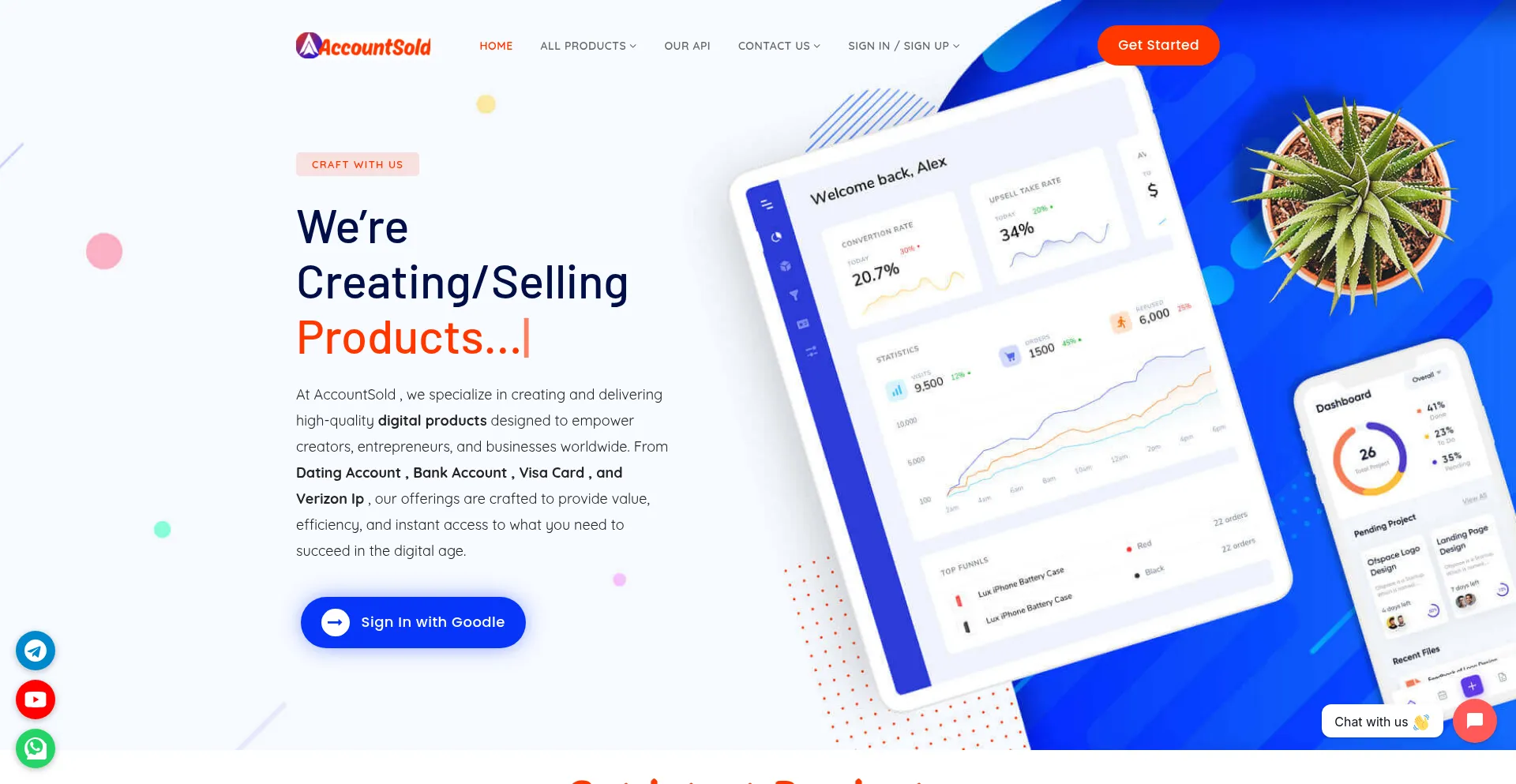 Website screenshot of Accountsold.com