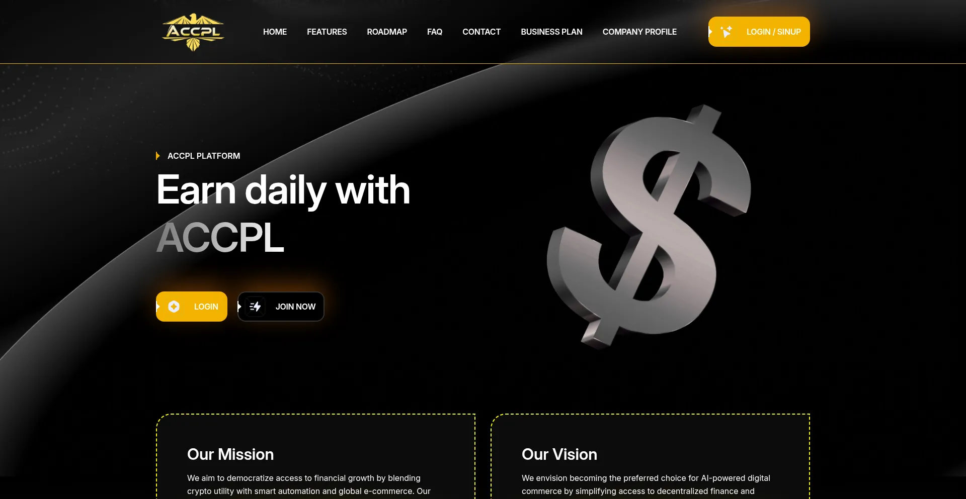 Website screenshot of Accpl.biz