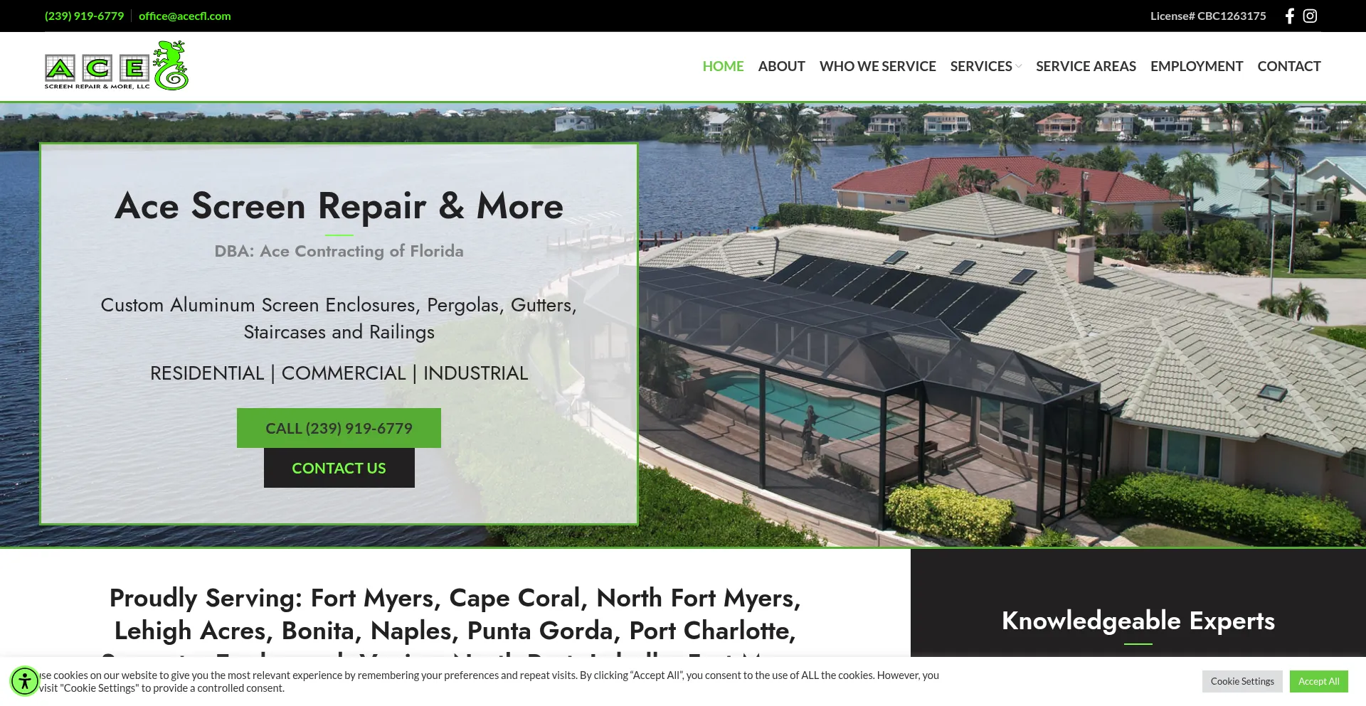Website screenshot of Acecfl.com