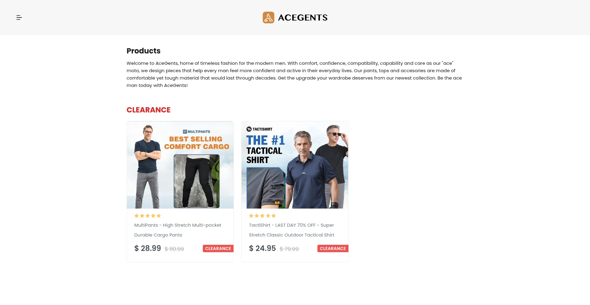 Acegents.com Screenshot