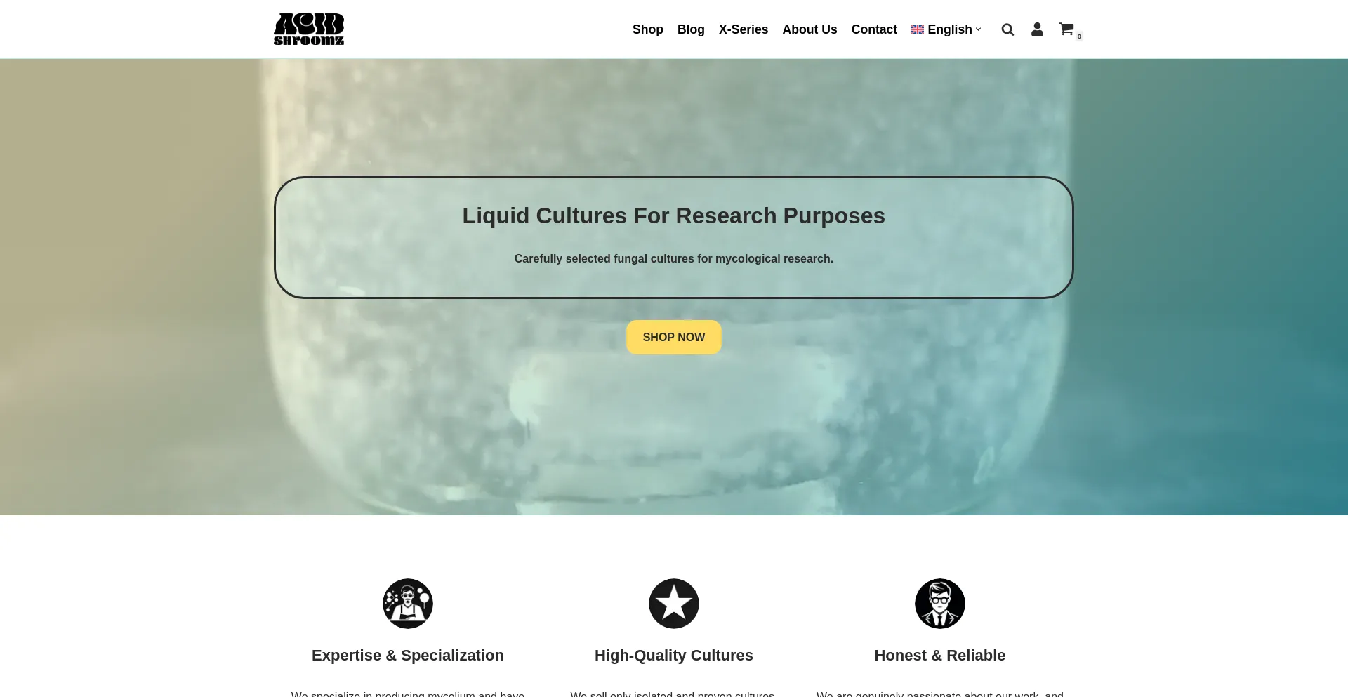 Website screenshot of Acidshroomz.com