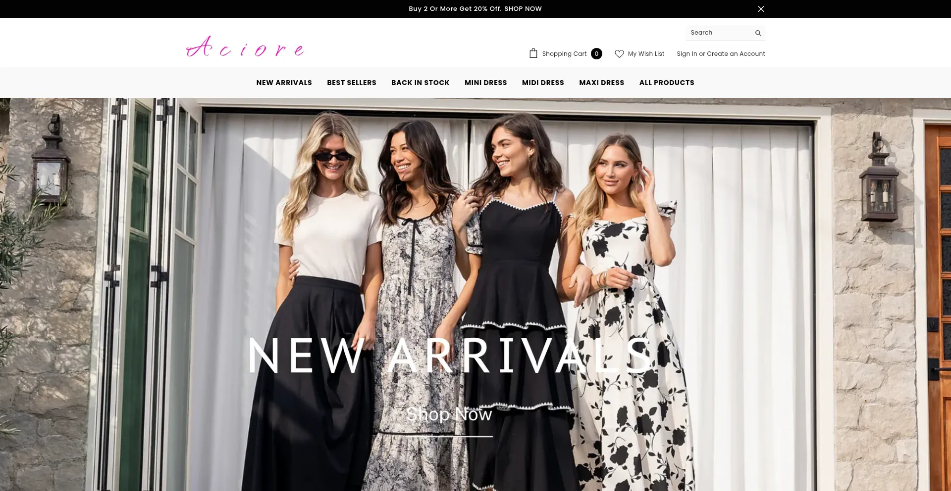 Website screenshot of Aciore.com