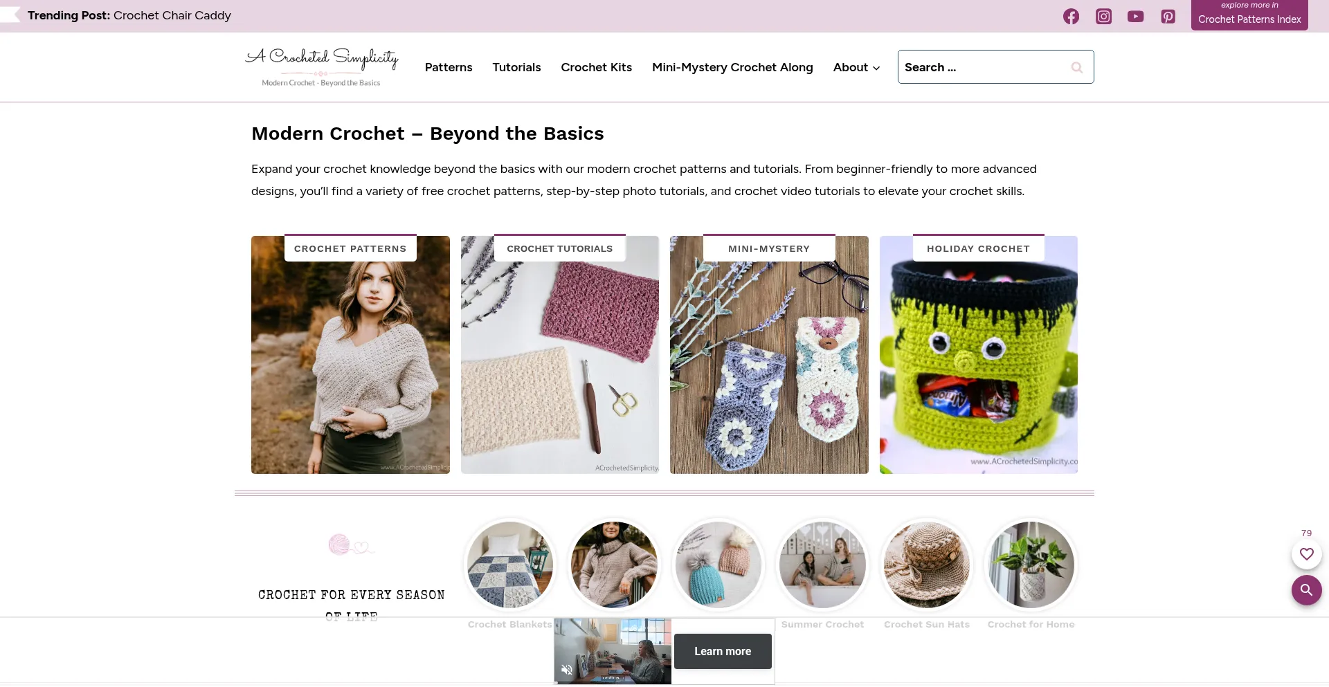 Website screenshot of Acrochetedsimplicity.com