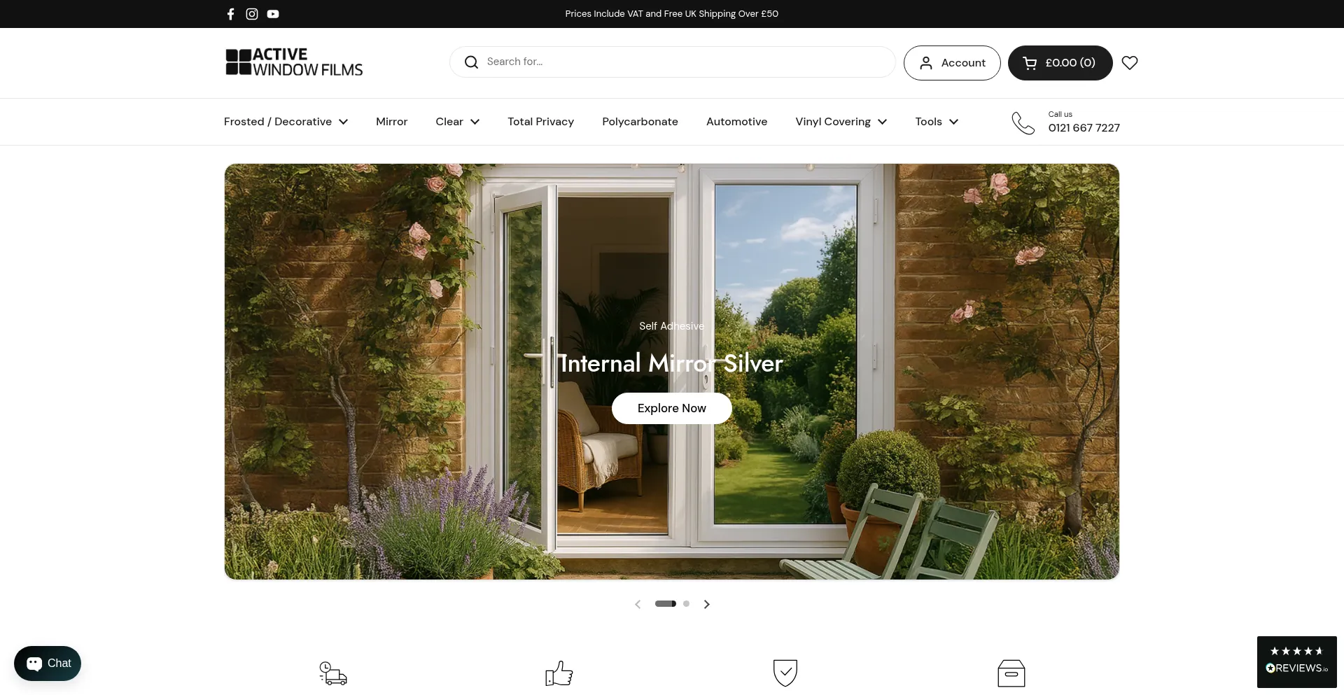 Website screenshot of Activewindowfilms.co.uk