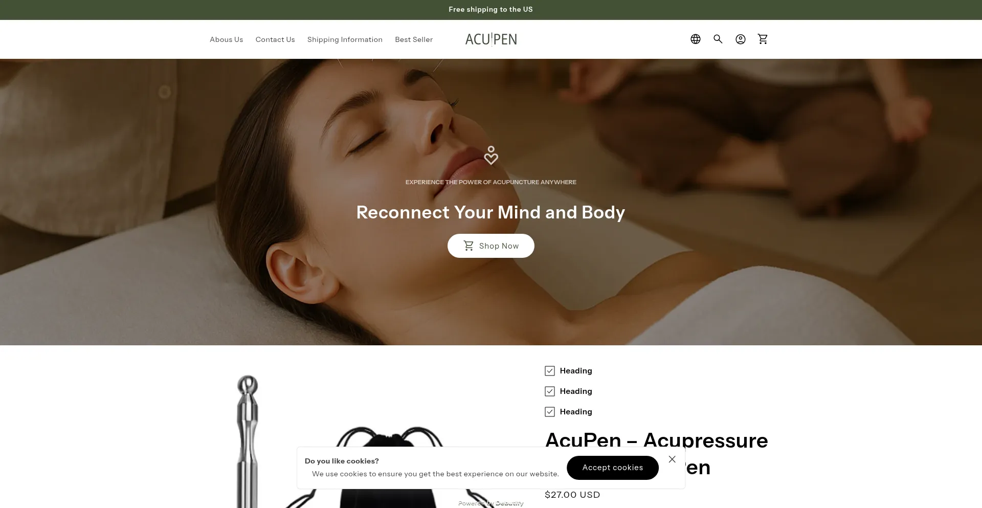 Website screenshot of Acupentherapy.com