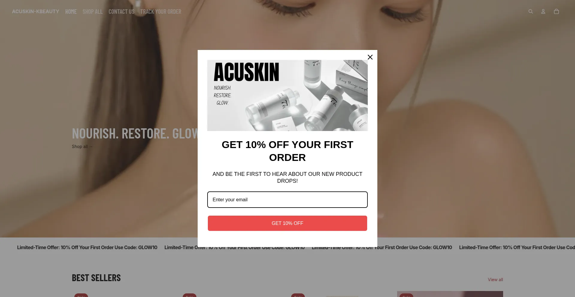 Website screenshot of Acuskinbeauty.store