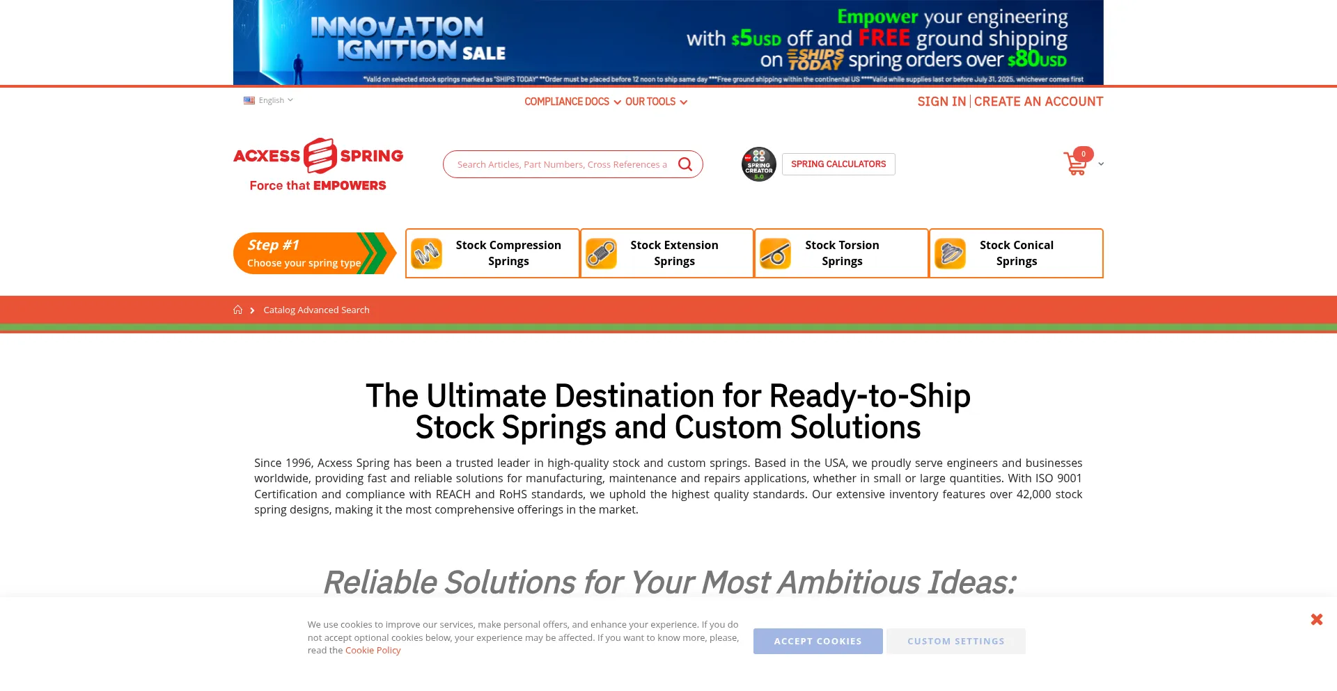 Website screenshot of Acxesspring.com