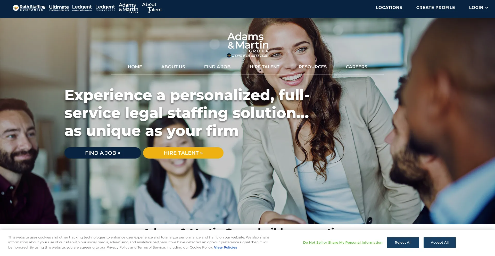 Website screenshot of Adamsmartingroup.com